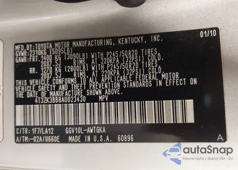 2010 Toyota Venza Base V6 from USA, damaged, VIN 4T3ZK3BB8AU023430